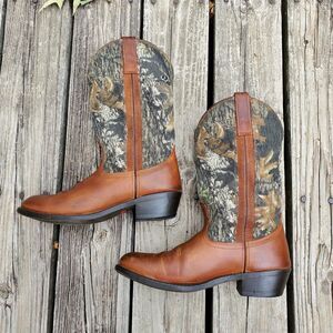 Laredo Distressed Brown & Camouflage Leather Western Cowboy Boot Mens Size 10 D
